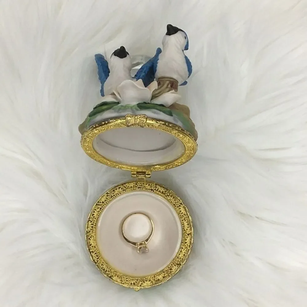 Bluebird Rose Jewelry Box Trinket Gift Fairycore‎ Cottage Coquette Whimsical